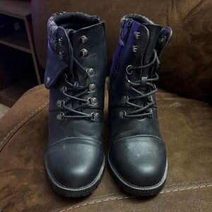 Torrid Black Faux Leather Combat Boots